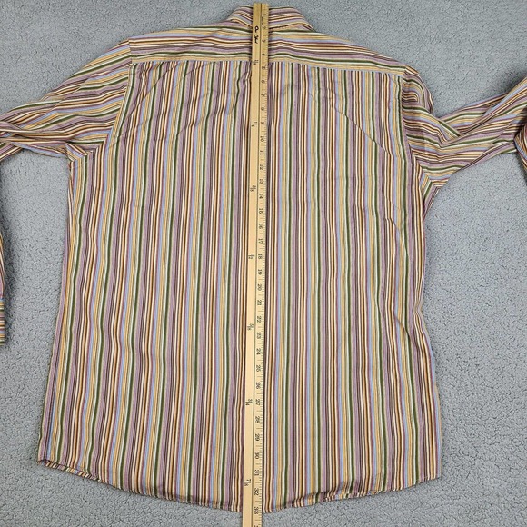 Express Shirt Mens Large Striped Premium Woven Cloth Long Sleeve Button Down - Picture 11 of 12